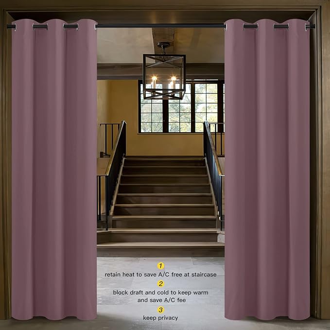 NICETOWN Dry Rose Blackout Room Darkening Drapery, Single Panel, 42 x 84-inch, Window Treatment Thermal Insulated Solid Grommet Curtain/Drape for Hall Home Decor