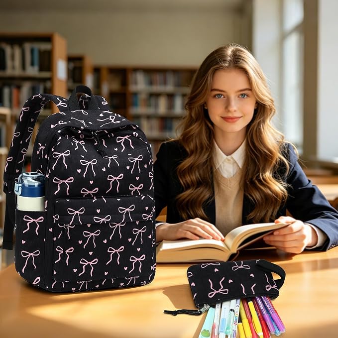 LEDAOU Kids Backpack for Girls Backpacks with Lunch Box, Lightweight Bookbag Set Elementary Middle School Back pack for 8-14
