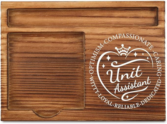 THRXOBN Wooden Sticky Note Holder - Practical Desk Organizer for Unit Assistants & Healthcare Professionals with Slots for Notes, Pens, and Small Office Accessories Desk Storage Solution,WSH4
