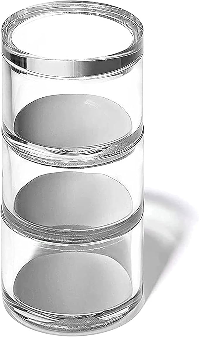 3-Tier Stackable Acrylic Holder- Stylish Desk Organizer and Storage for Office or Home – Transparent Round Design with Silver Metal Base