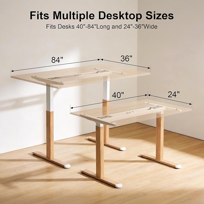 Fromann Electric Sit Stand Standing Height Adjustable Desk Frame, White | Heavy Duty Dual Motor, 2 Stage, Computer Monitor Stands, 250 lbs Capacity up to 84" x 24" Tops, For Home Office