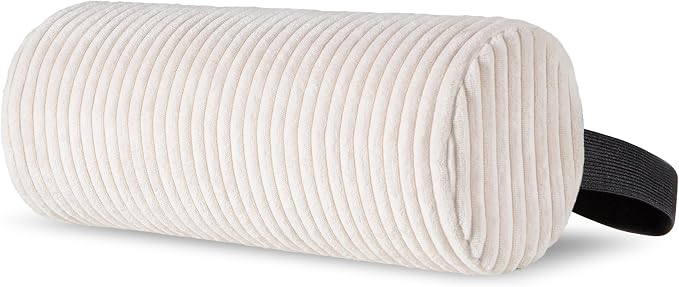 HIGOGOGO Lumbar Roll Lumbar Support Pillow for Office Chairs, Cars, and Gaming Chairs, Back Cushion with Washable Cover & Adjustable Strap to Relieve Back Pain and Improve Posture, 15"x6"x5", Beige
