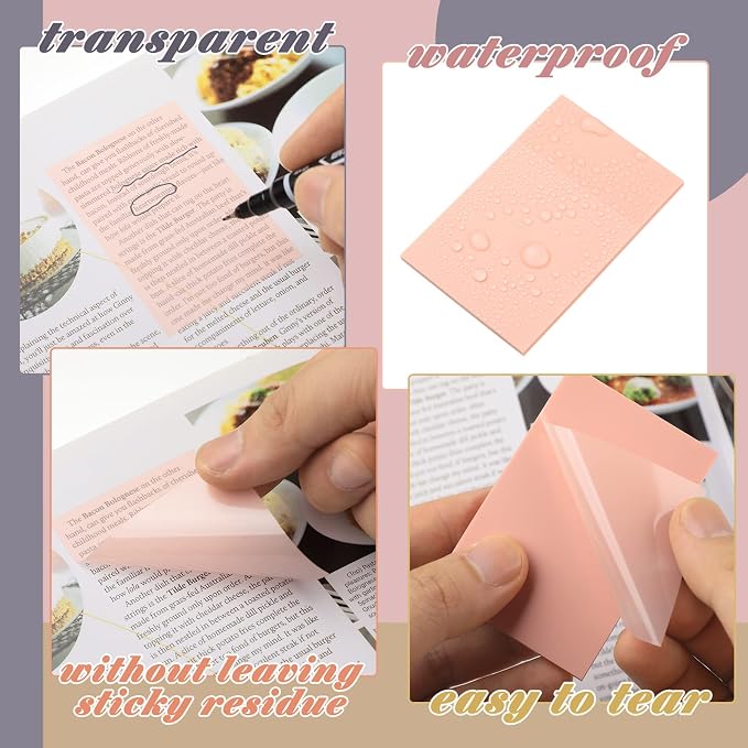 900 Pcs Bible Sticky Notes Bible Study Supplies Transparent Journaling Supplies Book Annotation Tools Translucent Clear Office Notes with Marker See Through Self(Classic Color)