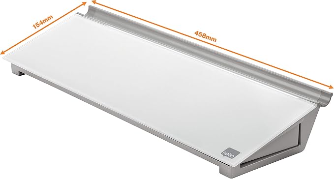 Nobo Glass Dry Wipe Desktop Whiteboard Pad, 45.8 x 6 x 14 cm, Brilliant White, 1905174