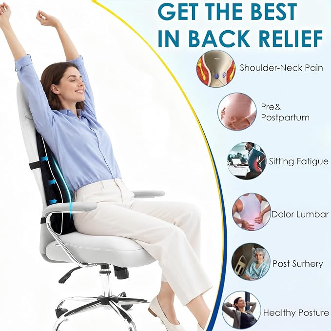 Niceeday Lumbar Support Pillow for Office Chair Car Back Support Pillow, Memory Foam Gaming Chair Desk Chair Back Cushion for Lower Back Pain Relief, Ergonomic Back Rest,Office Home Essentials