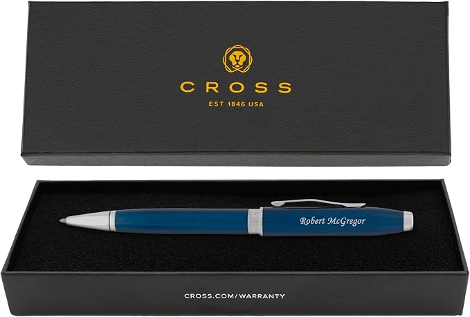Cross Foundry Ballpoint Pen, Translucent Blue, Custom Engraved — Graduation, Promotion, Onboarding, or Corporate Team Gift