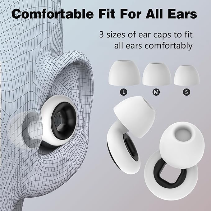 2 Pairs Nexavibe Noise Reduction Earplugs 33db for Sleeping,Concerts,Motorcycle,Focus Work & Travel - Reusable Silicone Ear Plugs for Adults with Portable Case – Includes 3 Sizes for All Ears