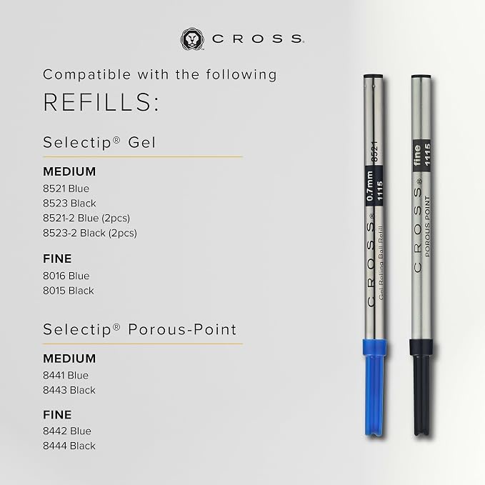 Cross 04557 Bailey Rolling Ball Pen, Black Ink, Black Barrel, Medium