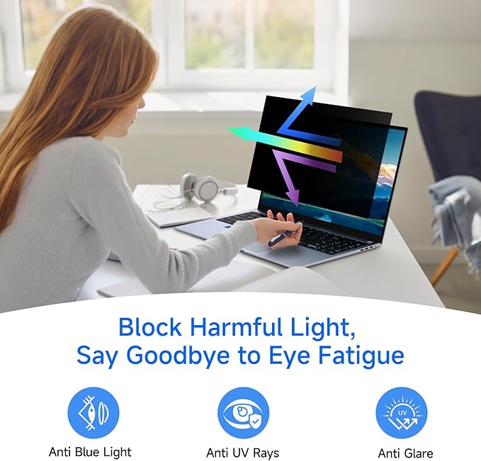 ZOEGAA 4-way 360°Laptop Privacy Screen For 14 Inch 16:9 Computer, Removable Privacy Screen For Laptop Monitor, Anti Glare And Blue Light, Compatible With HP Dell Lenovo Asus Samsung Acer Thinkpad