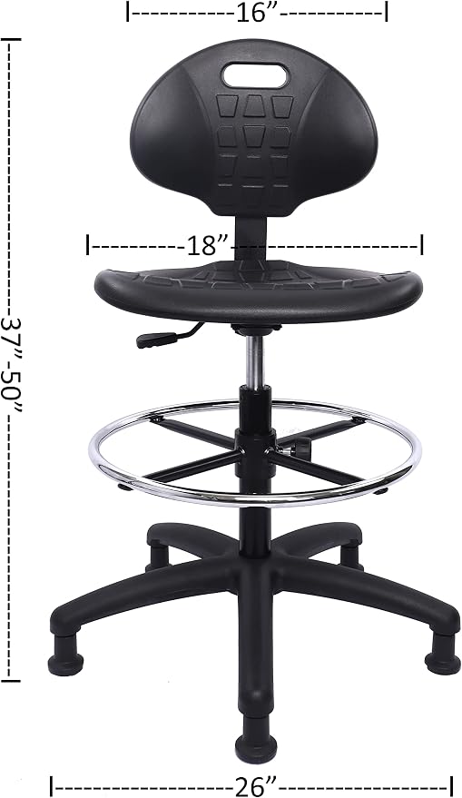 ESD Anti Static Ergonomic Polyurethane Chair Adjustable Height Heavy Duty Easy to Clean for Research, Laboratory and Cleanroom (Glides, Tall Stool)