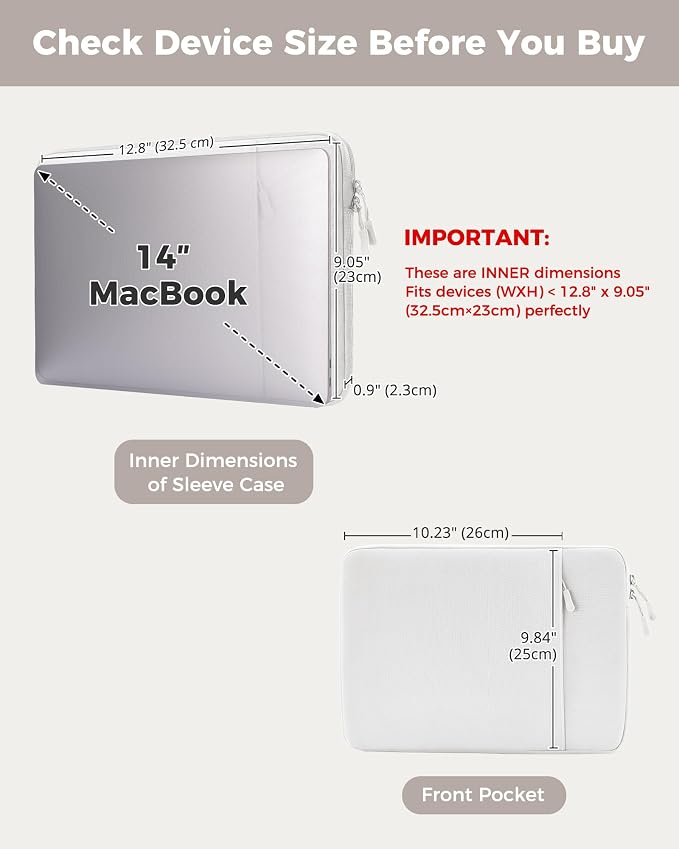ProCase Laptop Sleeve 14" for MacBook Pro 14-Inch M5/M4/M3/M2/M1 Pro/Max 2026-2021, Computer Case Also Compatible with 14" HP Dell ASUS Lenovo Acer Chromebook -Silver