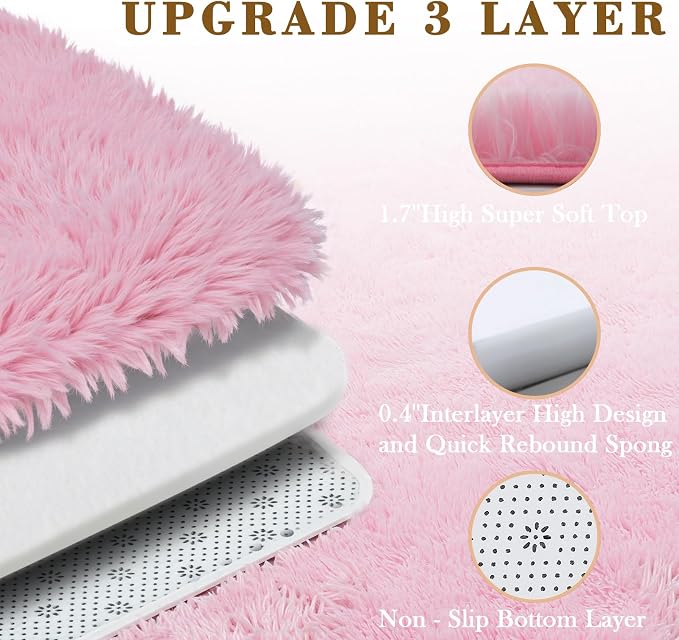 8x10 Area Rugs for Living Room Bedroom, Large Area Rug Shaggy Carpet Soft Plush Furry Bedside Rug, Rugs for Home Decor (8 x 10, Pink)