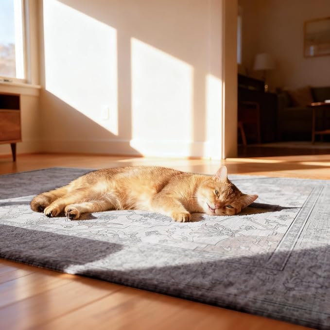 Office Chair Mat for Hardwood 48"x60", Under Desk Chair Mat for Home Office, Anti-Slip Office Rugs for Rolling Chairs, Floor Protector Washable Rugs Beige/Brown