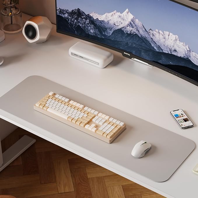 WALKINGDESK 55x24 Inches Height Adjustable Electric Standing Desk with 2 Hooks for Home Office, Ergonomic Sit Stand up Desk with Splice Board, White