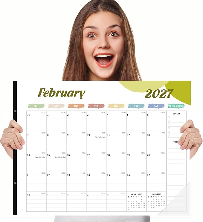 Desk Calendar 2026, Desk Calendar Large 22x17, 18 Months Desk Top Calendar, From January 2026 to June 2027 with To Do & Notes, Holiday & Julian Date for Home, School & Office