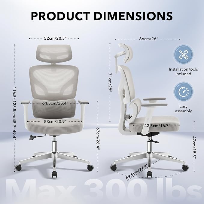 Garvee Office Chair Ergonomic Desk Chair - Home Mesh Office Desk Chair with Adjustable Lumbar Support