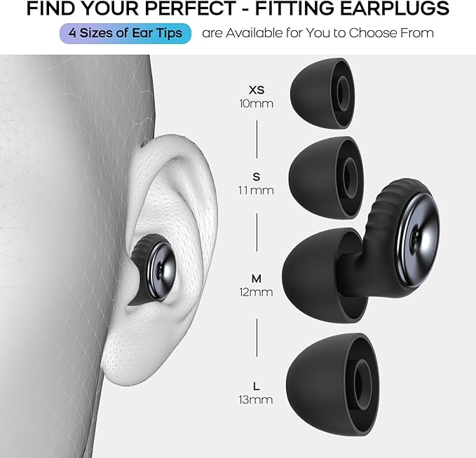 2 Pairs Noise Cancelling Earplugs with Premium Metal Design and Elegant Gift Box,Sleeping, Concerts, Travel, Noise Sensitive People – 35dB Reusable Silicone Earplugs for Men and Women,Black