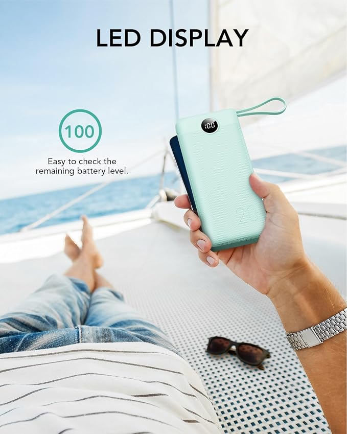 VRURC Portable Charger 20000mAh, Built-in Cables Fast Charging Power Bank, PD QC 3.0 Travel Essentials Battery Pack, 4 Output & 2 Input Phone Charger for iPhone, Samsung, Android