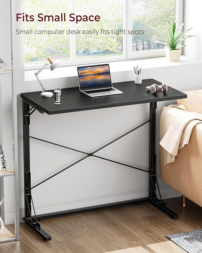 Vantic 31.5" Folding Desk, Foldable TV Tray Table for Eating on Couch, Extra Large TV Dinner Trays, Portable Fold Computer Writing Desk Table for Home Office, Black