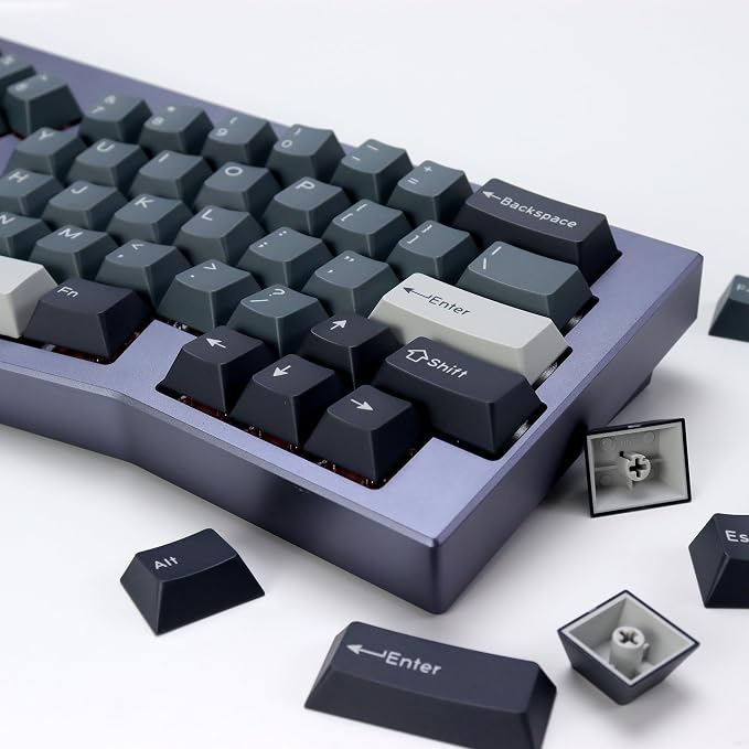 Apollo PBT Double Shot Keycap Set,176 Keys Grey Custom Key Cap Keycaps 60 Percent Cherry Profile Keycaps for 61/64/68/84/87/100/104/108 Mechanical Keyboard