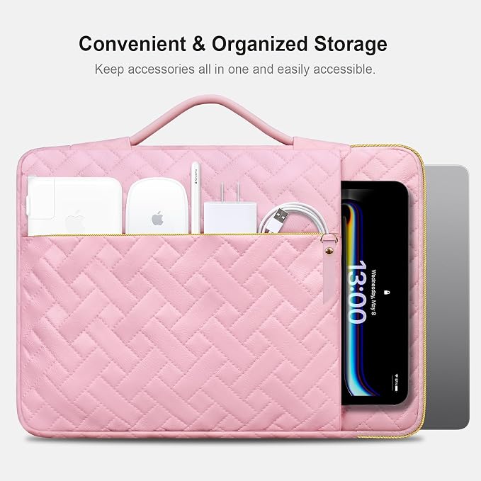 Lacdo 360° Protective Laptop Sleeve Case for 13 inch New MacBook Air M5 A3449 (2026), M4 A3240 2025, M3 A3113, M2 A2681, M1 A2337 A2179 A1932 | 13 inch MacBook Neo A18 Pro A3404 (2026), Sakura Pink