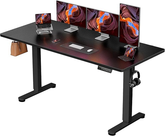 ErGear Height Adjustable Electric Standing Desk, 55 x 28 Inches Sit Stand up Desk, Memory Computer Home Office Desk, Carbon Fiber Black