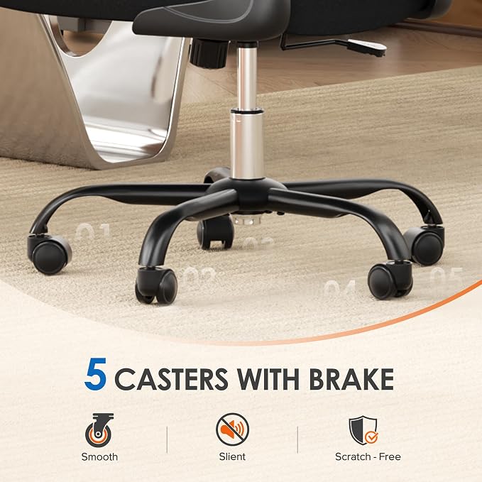 INTERGREAT Ergonomic Office Chair, High Back Home Office Desk Chair with Wheels, Breathable Mesh Computer Chairs with 3D Armrests and Headrest, Comfortable & Easy Assembly,Black