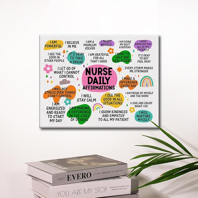 Hijie Inspirational Nurse Office Poster Canvas Wall Art for Home Decor - Motivational Nurse Quote Canvas Print Wall Art Painting Ready to Hang Gifts - Easel & Hanging Hook 12x15 Inch
