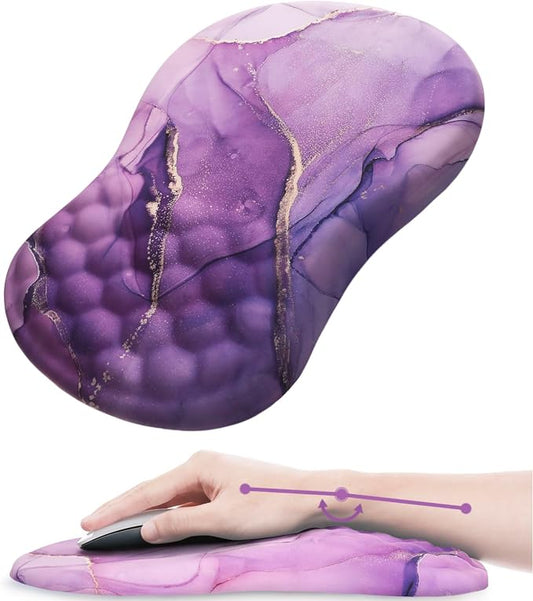 Ergonomic Mouse Pad Wrist Rest, 15° Memory Foam, Non-Slip PU Base | Mouse Pad15° Ergonomic Tilt, 100% Memory Foam, Smooth Lycra Surface, for Office & Gaming, Pain Relief Wrist Support, Purple