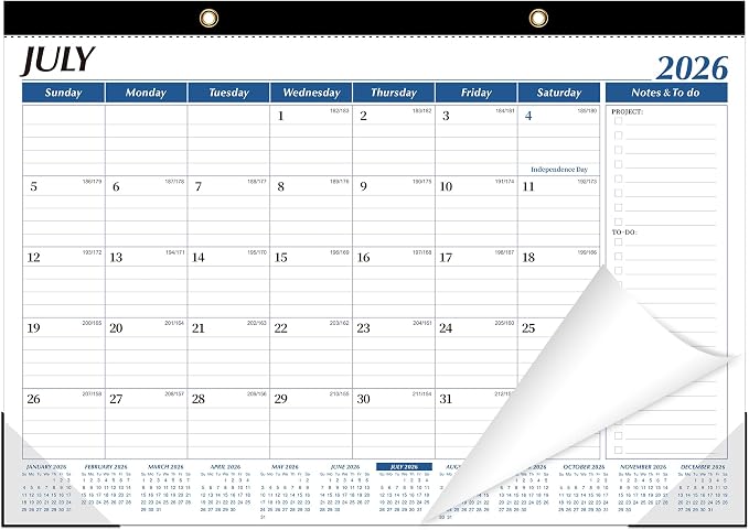 ZTX Desk Calendar 2026-2027,18 Months Calendar from July 2026 to December 2027,17" x 12" Large Calendars 2026-2027 Monthly Planner with Plastic Cover for Teacher Home Desk Top