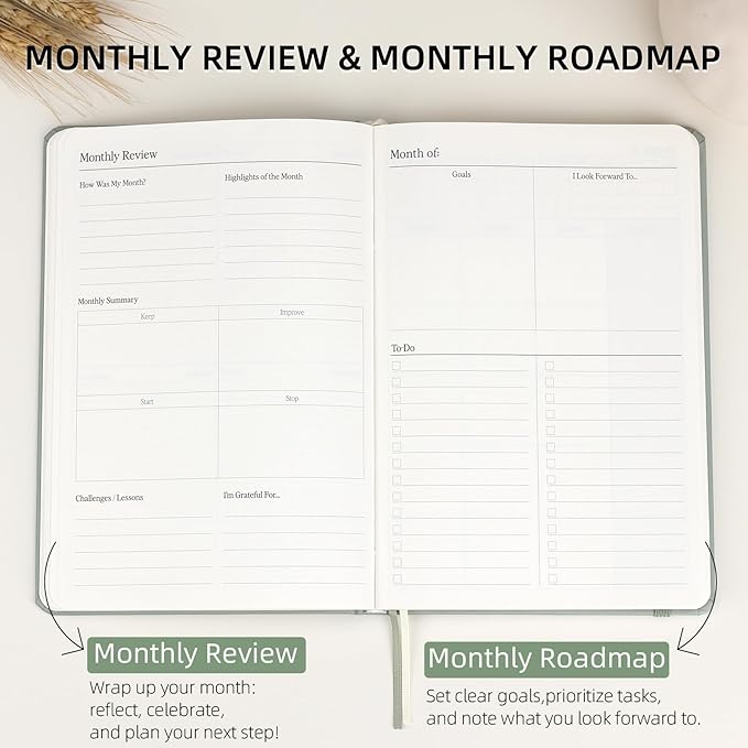 2026 Planner - Undated Monthly, Weekly & Daily Planner for Planning Your Success - To Do List, Habit Tracker, Hardcover, Aesthetic, Academic, Stylish School or Office Supplies (Sage, A5)