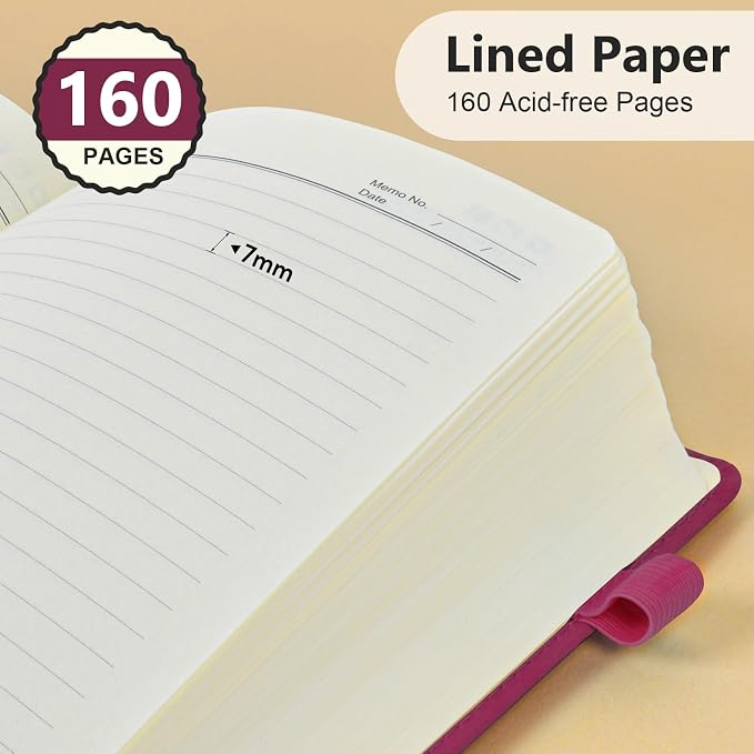 PERCUN Lined Journal Notebook for Men & Women, 160 Pages Leather Journals for Writing, A5 Hardcover Notebooks for Note Taking, Work, School, Business, Travel,Daily Diary 5.9" x 8.5"
