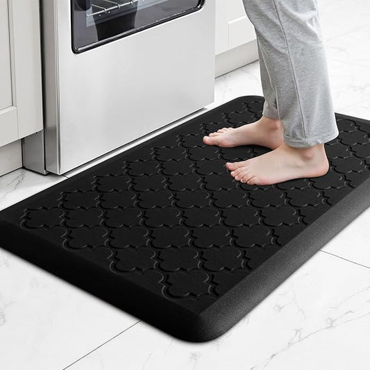 4/5 Inch Thick Anti-Fatigue Kitchen Mat Water Resistant Non-Slip Kitchen Floor Mat Ergonomic Comfort Standing Mat for Home Kitchen Office Laundry 17.3"x 28" Black