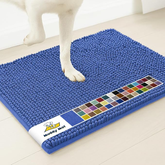 Muddy Mat® | Super Absorbent Door Mat Indoor, Microfiber Quick Dry Chenille Entryway Rug, Non-Slip Front Door Mat, Indoor Mats for Entryway, Machine Washable Pet Rug, Periwinkle 16" x 24"