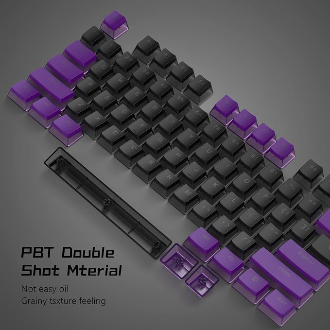 Womier Pudding Keycaps 60 65 75 100 Percent - PBT Shine Through Keycaps,165 Keys Key Cap Set, OEM Profile Custom for Cherry Gateron MX Switches Mechanical Keyboard, Black Purple