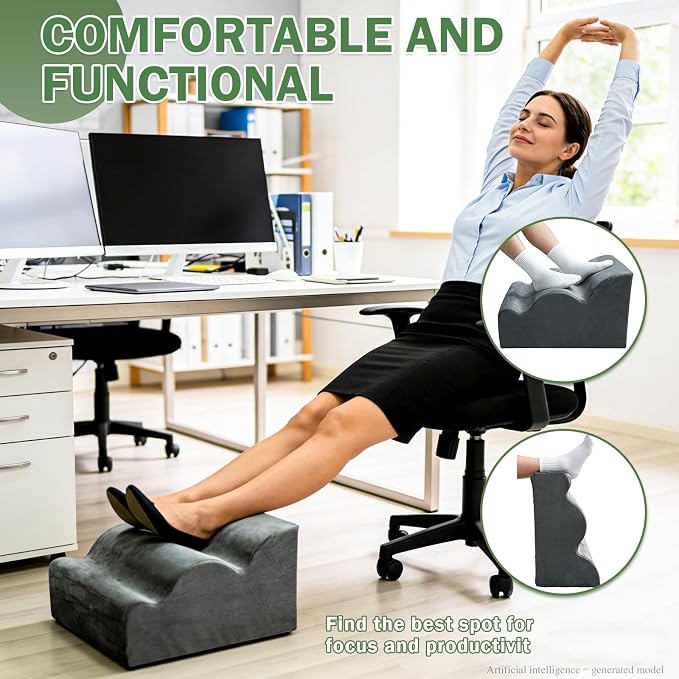 Foot Rest for Under Desk – 3-Layer Multi-Functional Foot Stool | Support for Office, Home, Sofa, Gaming, Three-layer Height Ergonomic Footstool. Footrest Cushion Relieves Back Hip Fatigue