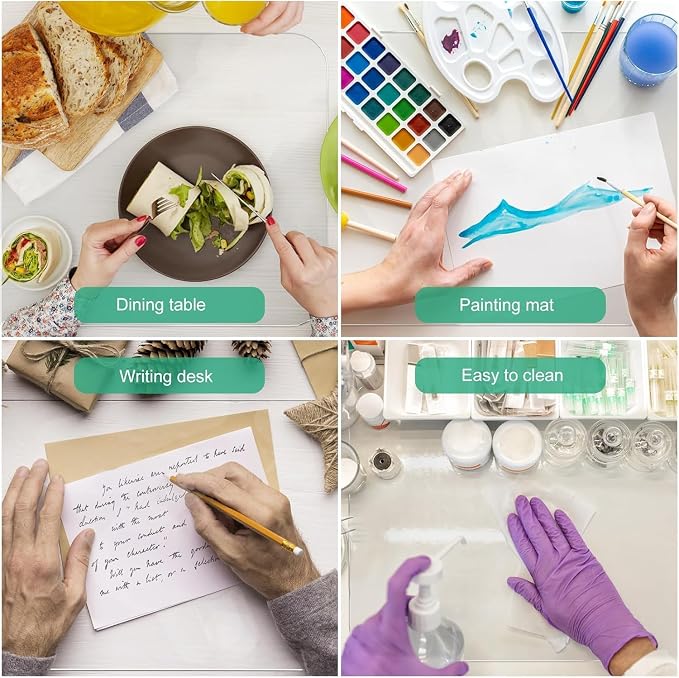 NATRKE Clear Desk Mat Pad, 35.4"x19.7" Large Transparent Computer Desk Mat Plastic Desktop Protector, PVC Writing Pad with Round Edge, Waterproof Wipeable Non-Slip Table Protector for Home Office