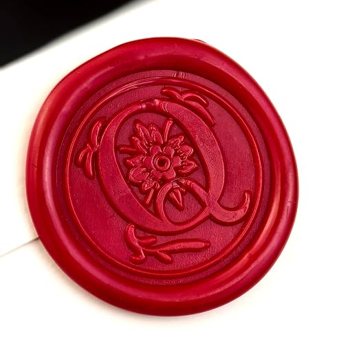 Medieval Initial Alphabet Stamps for Sealing Wax, Brass Head Wooden Handle, Decorate Thanksgiving Card/Envelope/Gift Wrap/Wedding Engagement Party Invitation - Letter Q
