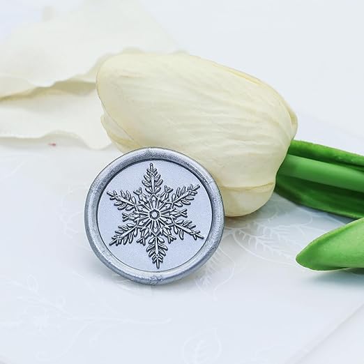 SWANGSA Snowflake Wax Seal Stamp Kit with 200pcs Sealing Wax Beads and Pen, Great for Embellishment of Christmas Cards, Invitations, Wine Packages, Gift Ideas
