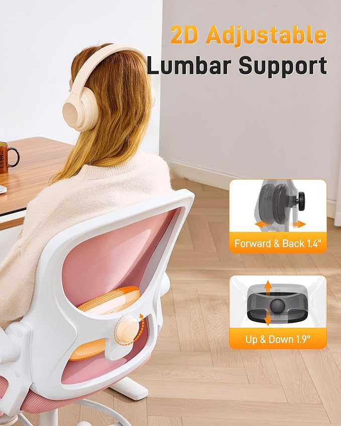 LukkDys Drafting Chair with Arms, Tall Office Chair for Standing Desks | Ergonomic lumbar pad, breathable mesh and foot ring support forward-leaning posture for sewing, crafts and daily studio work.