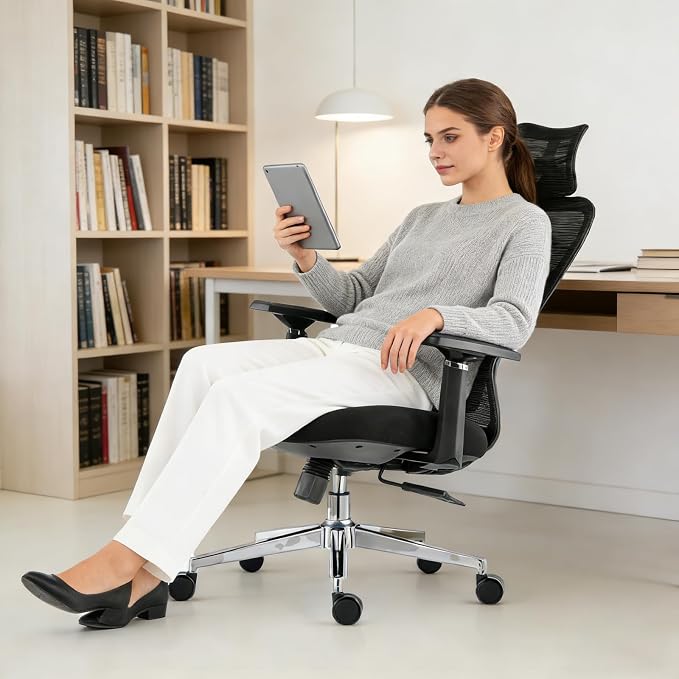 LAIAN Premium Ergonomic Office Chair, Big and Tall Heavy Duty Desk Chair with 3D Adjustable Armrests, Breathable Mesh Back Computer Chair, 2D Lumbar Support&3D Headrest&4-Position Recline 400lbs Black