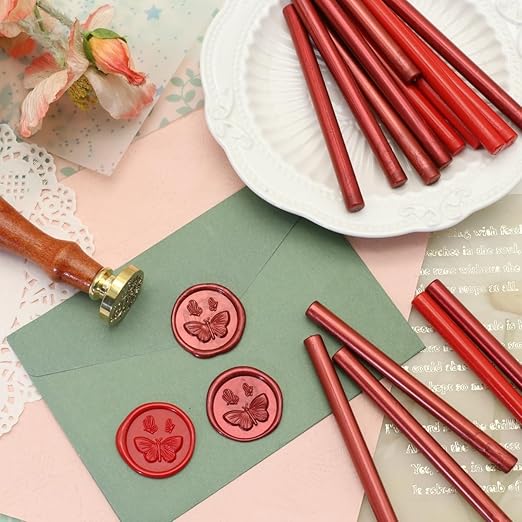 Wax Seal Gun Kit Sealing Wax Sticks 20P with Glue Gun,Wax Seal Kit, Atopbb Wine Red 20Pcs Sealing Wax Sticks with Glue Gun Great for Wax Seal Stampfor Wedding Invitations (20, New Burgundy)