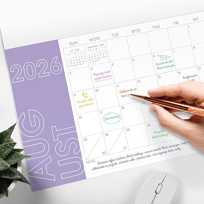 KONVINIT Large Desk Calendar 2026-2027, 20 Months Desk Calendar 2026-11"×17" - Runs From May 2026 Until December 2027, 2026 Desktop Calendar for School, Home & Office Supplies, Morandi