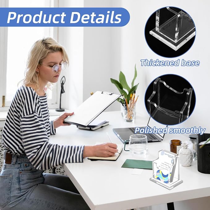 4 Packs Acrylic Business Cards Holders for Desk, Vertical Clear Busines Name Card Display Stand, Desk Accessory Business Name Card Organizer (Vertical, 1-Slot)