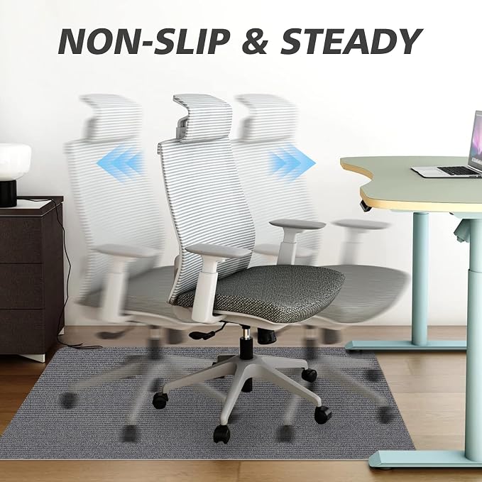 Sycoodeal Office Chair Mat for Hardwood Floor,Office Computer Gaming Chair Mat for Tile Floor,Large Floor Protector Rug,Anti-Slip,Easy to Clean,Grey(40"x55")