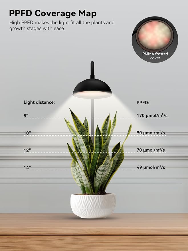 GLOWRIUM Smart Grow Lights for Indoor Plants,10W Full Spectrum Plant Lights with Bluetooth App Control, 360° Flexible Gooseneck Grow Lamp, Auto Timer 3/9/12Hrs, 10 Brightness for Small Plants, Black