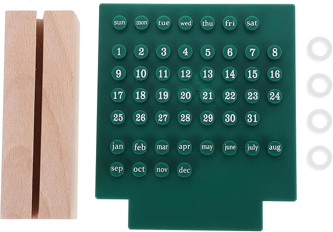 Luxshiny Perpetual Desk Calendar with Base Acrylic Date Display Kawaii Green Desk Ornament for Office and Home Decoration Smooth Edges Reusable Desktop Accessory