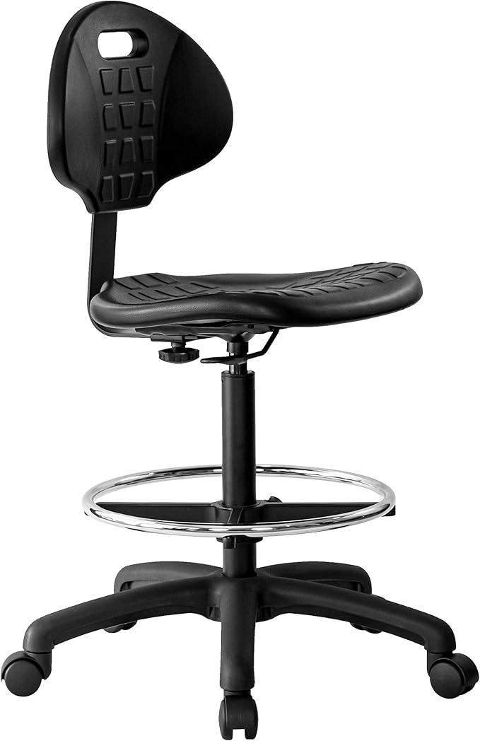 ESD Anti Static Ergonomic Polyurethane Chair Adjustable Height Heavy Duty Easy to Clean for Research, Laboratory and Cleanroom (Self Braking, Tall Stool)