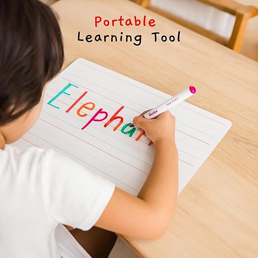 1 Small Dry Erase Board for Kids - White Board for Kids | Individual Dry Erase Board for Kids - Portable Kids Mini Whiteboard | Double Sided Small White Boards | Lined and Plain, 9"x12"