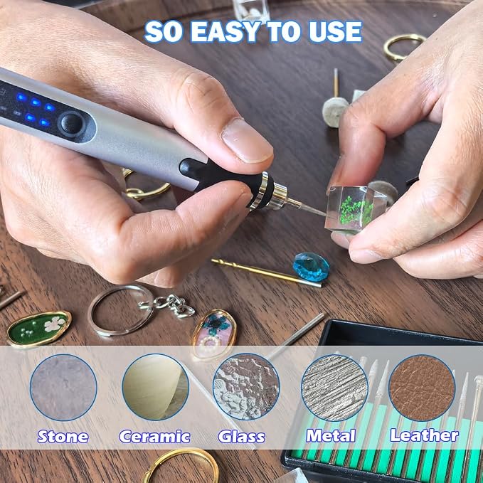 USB Rechargable Engraving Machines Pen with 35bits,Mini Electric Engraver Etching Machines Cordless Rotary Tools Engraved Jewelry Stone Metal Plastic Wood Resin